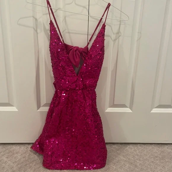hot pink dresses for cheap Sochi Gown Hot Pink Feather Evening Dress